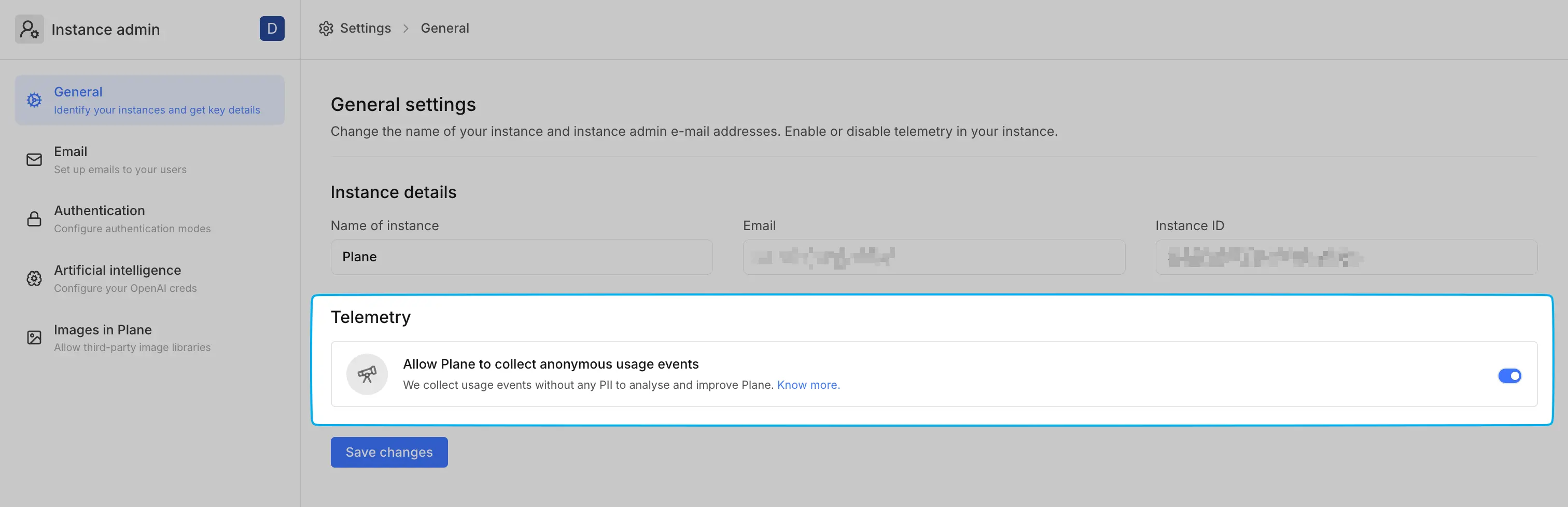 Disable telemetry